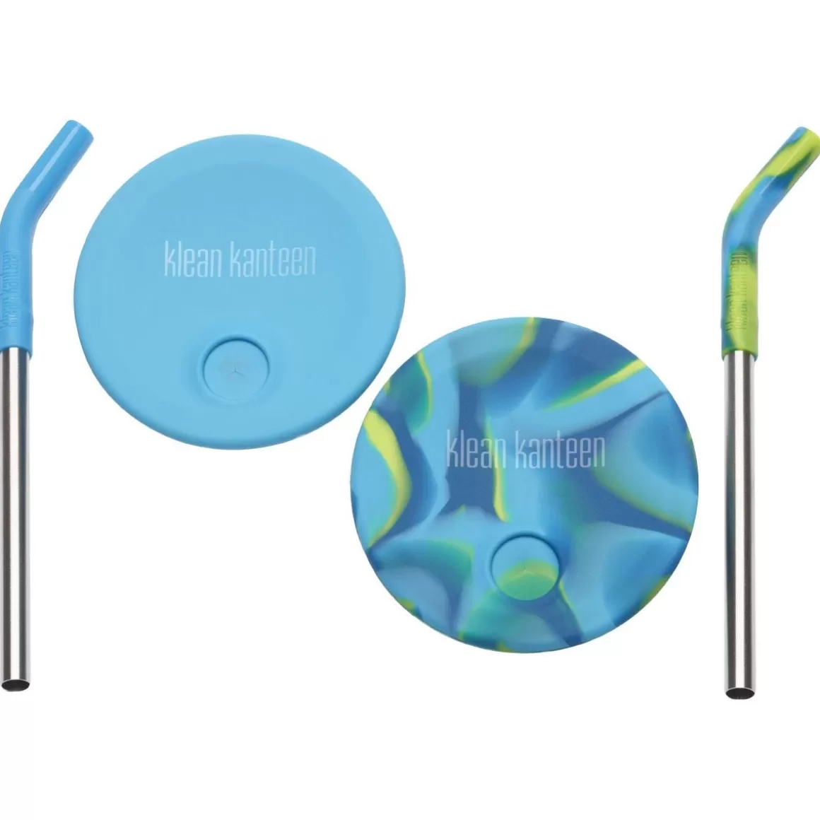 Klean Kanteen Water & Hydration> Kid's Cup Straw Lid 2-Pack Blue/Blue Tie Dye