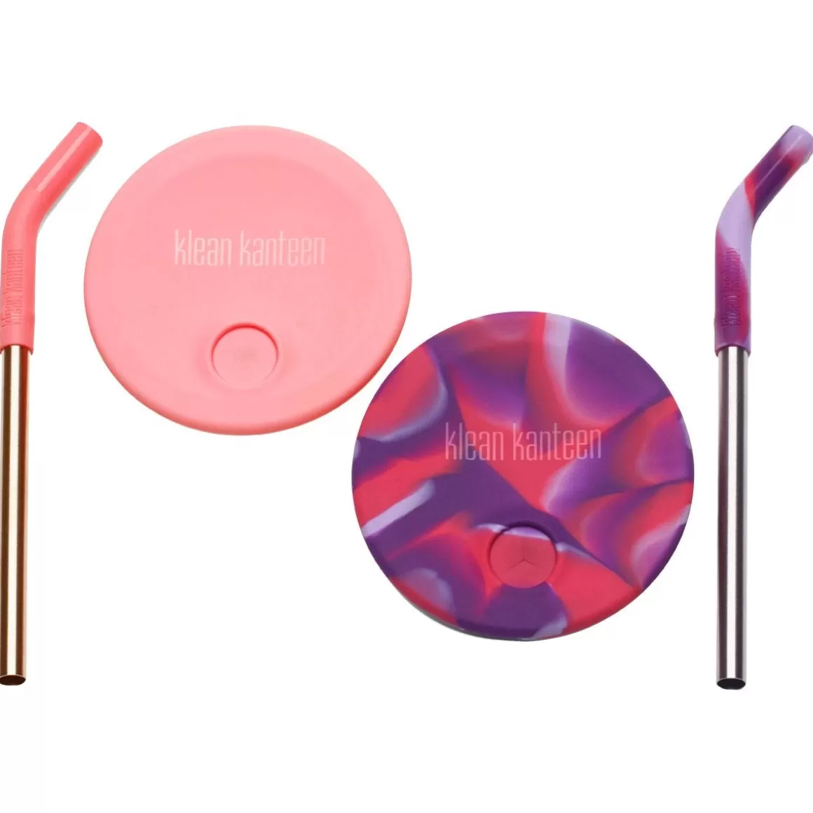 Klean Kanteen Water & Hydration> Kid's Cup Straw Lid 2-Pack Pink/Pink Tie Dye