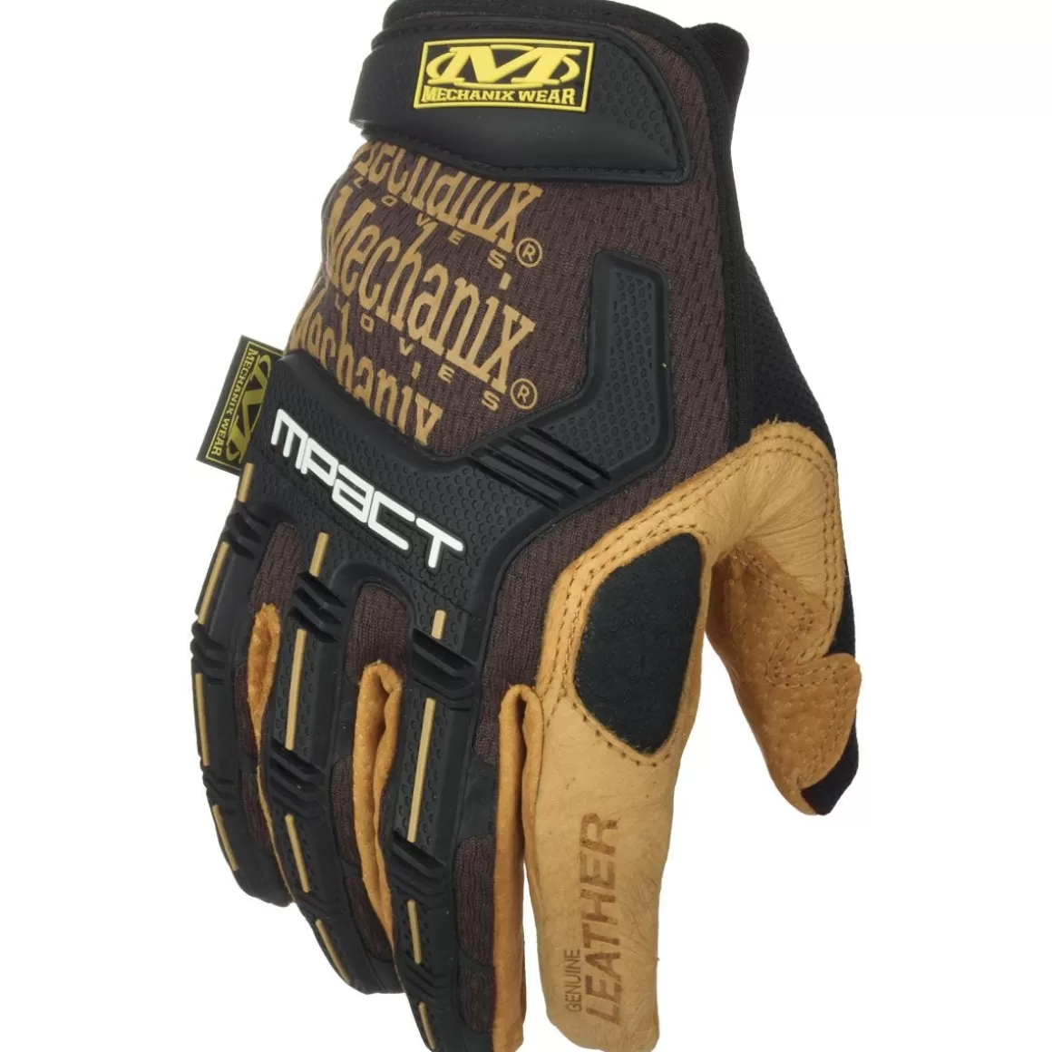 Mechanix Wear Gloves> M-Pact Leather Gloves Brown