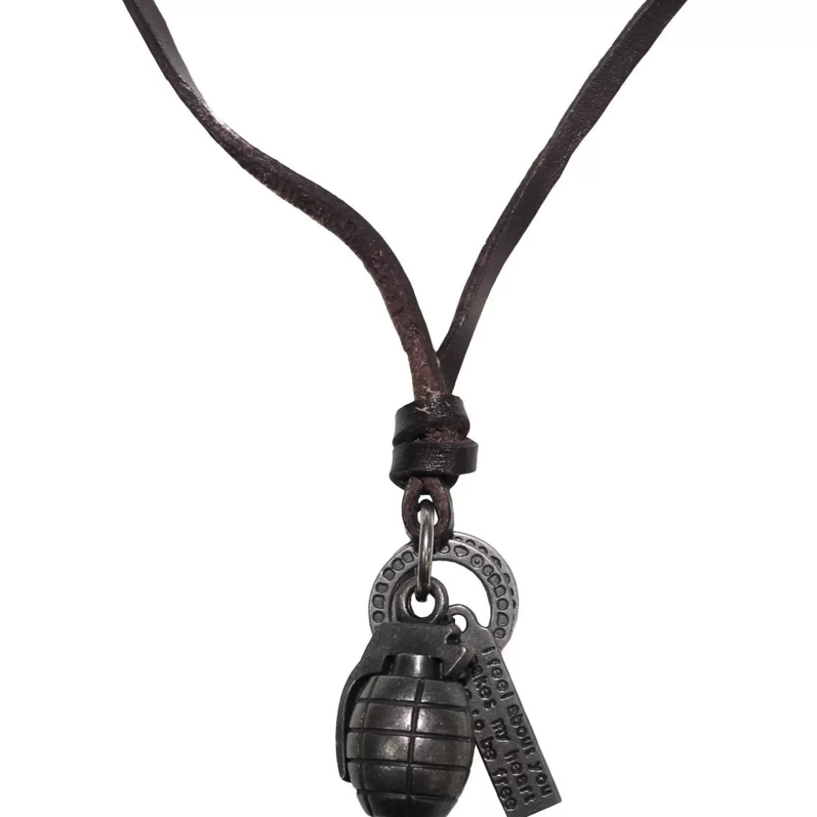 MFH Everything Else> Hand Grenade Necklace Leather Brown