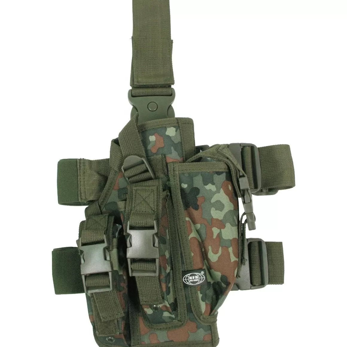 MFH Holsters> Leg Holster With 3 Mag Pouches Flecktarn