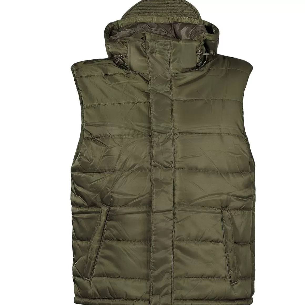 MFH Multipurpose Vests> Lined Vest With A Detachable Hood Od Green