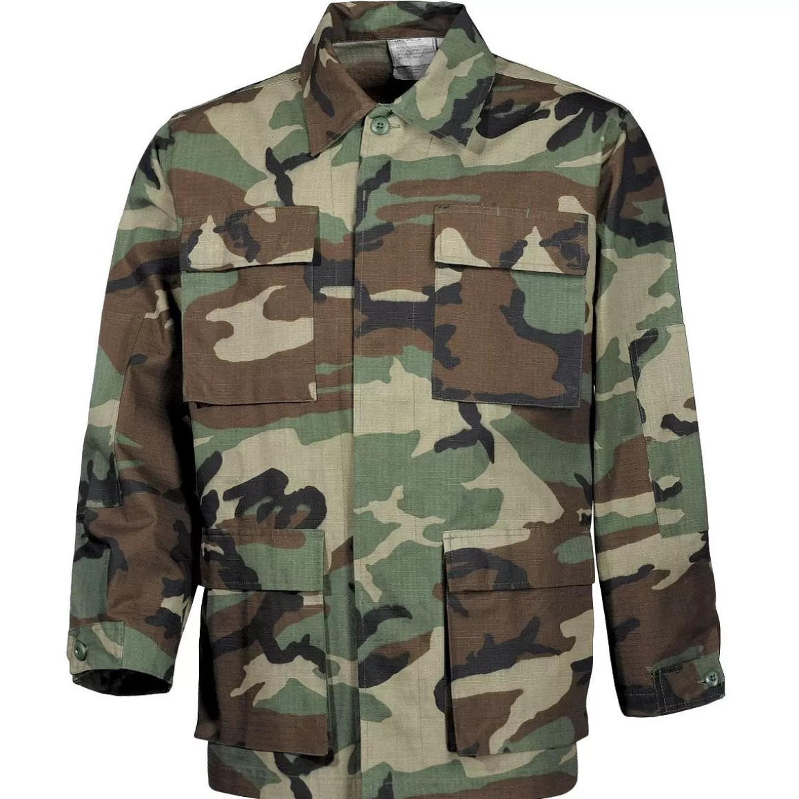 MFH Jackets & Coats> Us Bdu Field Jacket Ripstop Woodland Camo