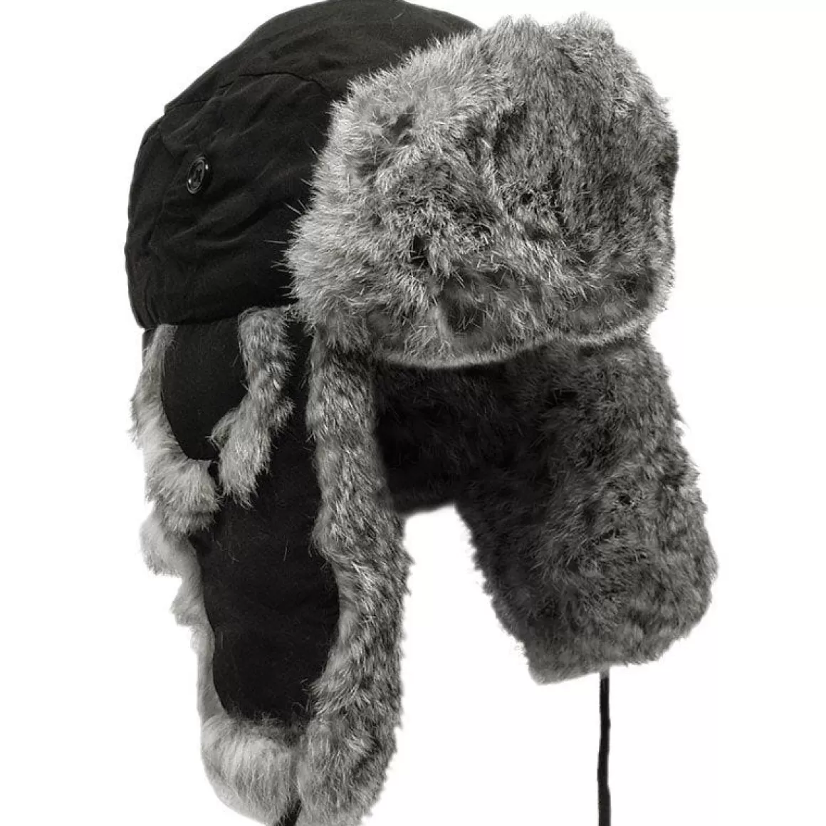 Wiley X Headwear>Mfh Winter Cap Black With Grey Rabbit Fur