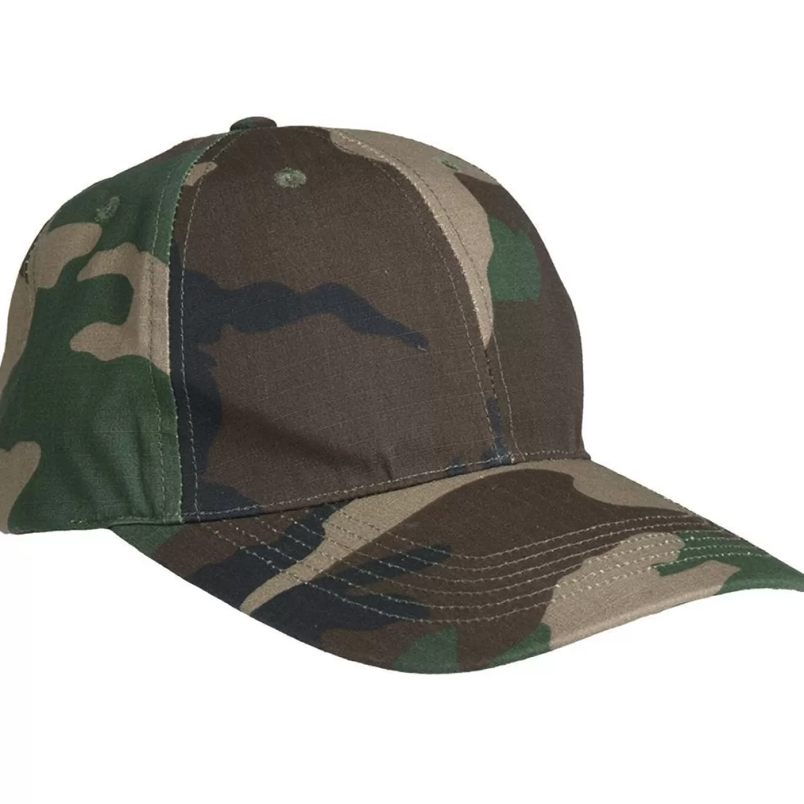 Highlander Headwear>Mil-Tec Baseball Cap With Metal Buckle Ripstop Woodland