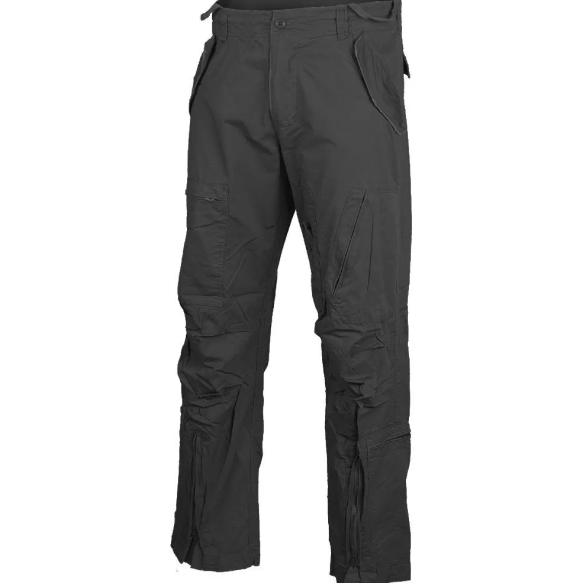 Mil-Tec Trousers> Pilot Trousers Poplin Cotton Prewashed Black