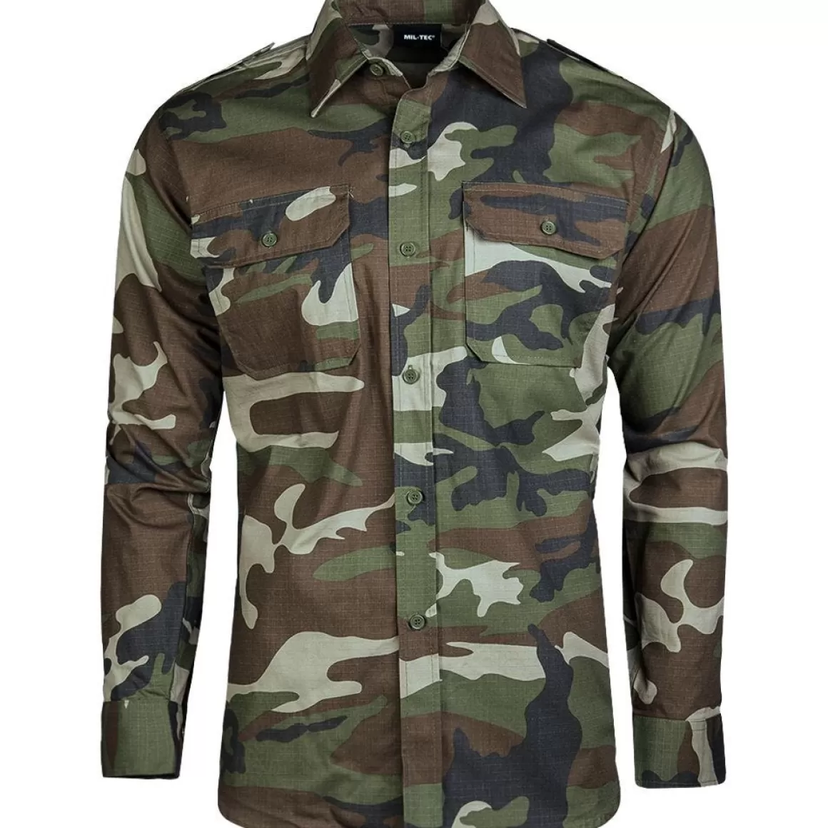 Flyye Industries Shirts>Mil-Tec Ripstop Shirt Long Sleeve Cce