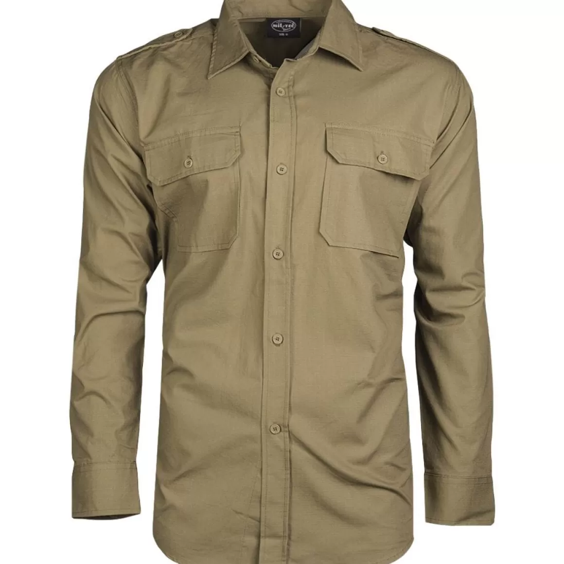 Helikon Shirts>Mil-Tec Ripstop Shirt Long Sleeve Coyote