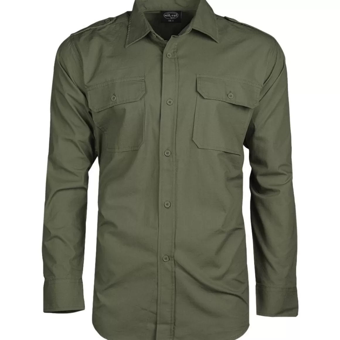 Helikon Shirts>Mil-Tec Ripstop Shirt Long Sleeve Olive