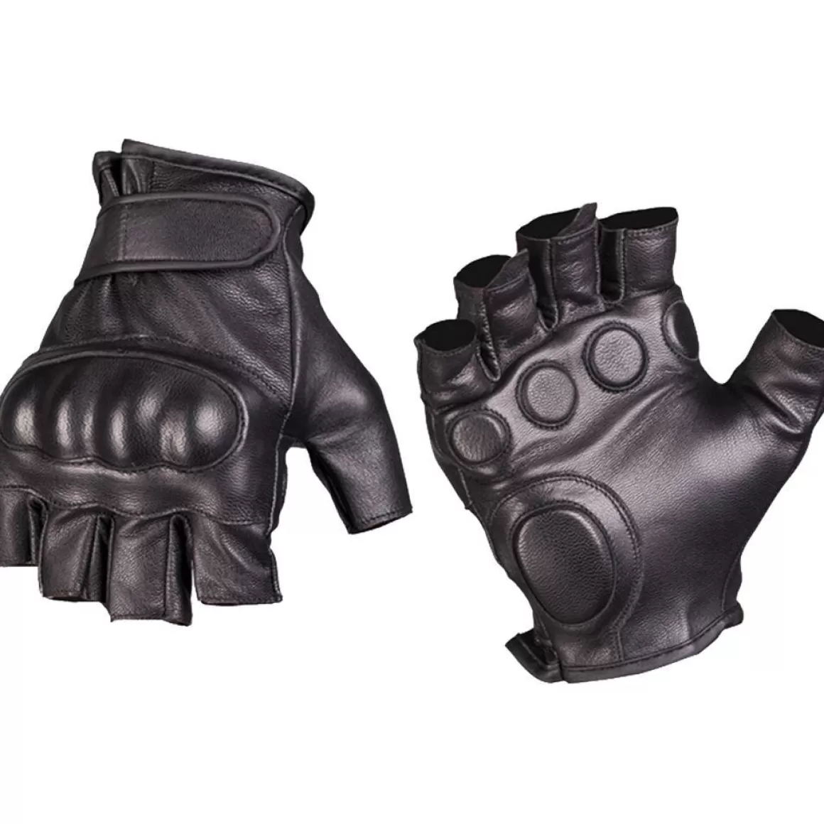 Mil-Tec Gloves> Tactical Fingerless Leather Gloves Black