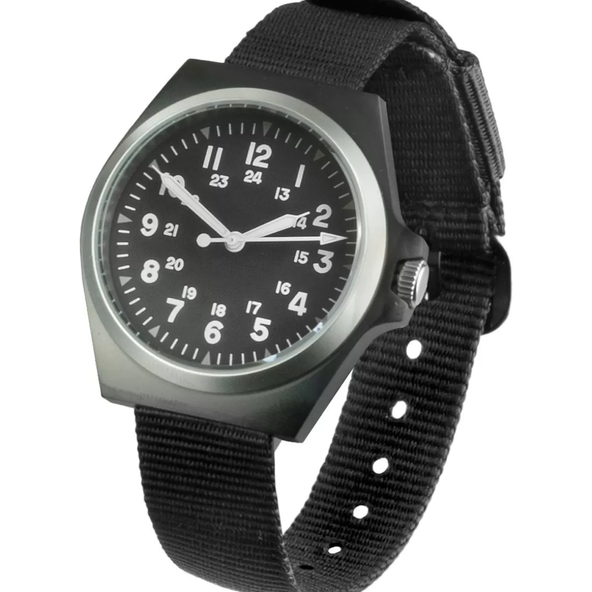 Mil-Tec Watches> Us Style Army Watch Stainless Steel Black