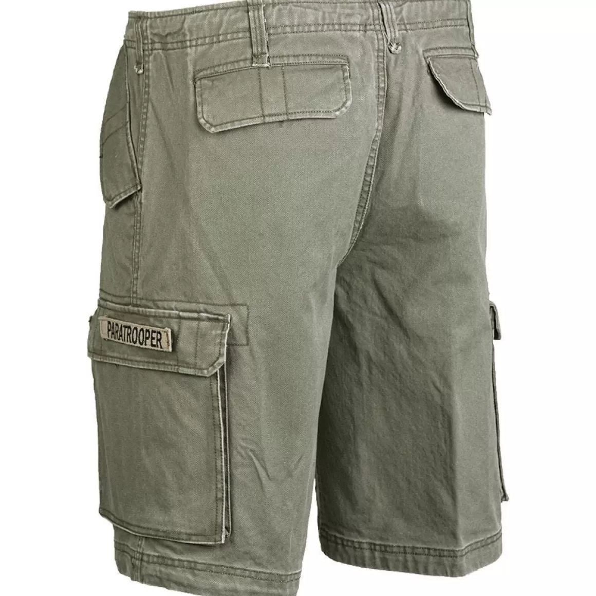 MFH Shorts>Paratrooper Cargo Shorts Prewashed Olive