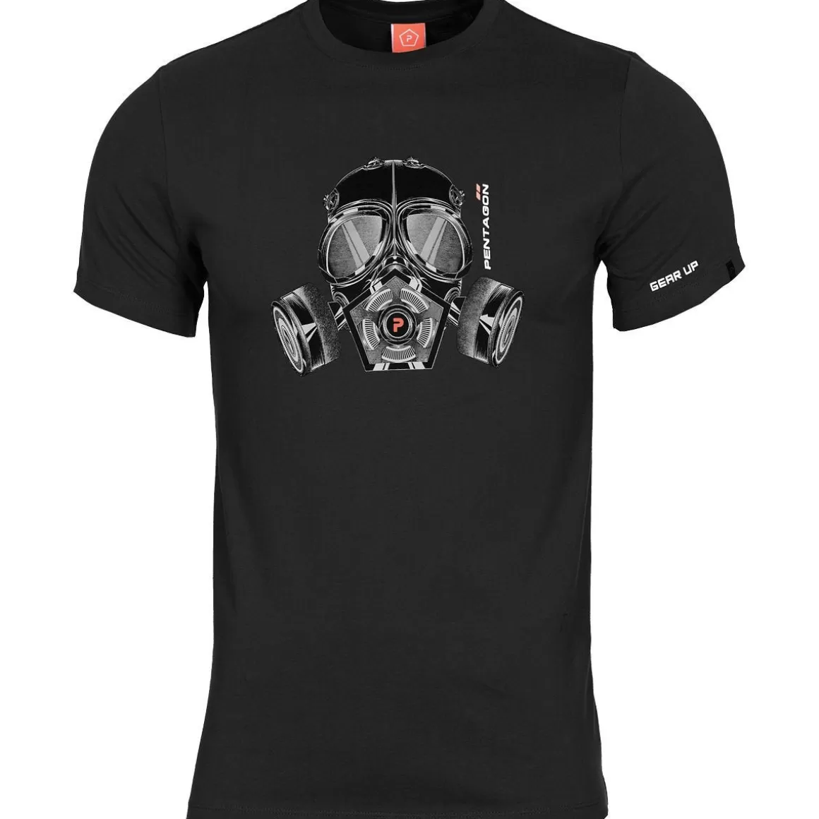 Pentagon T-Shirts & Vests> Ageron Gas Mask T-Shirt Black
