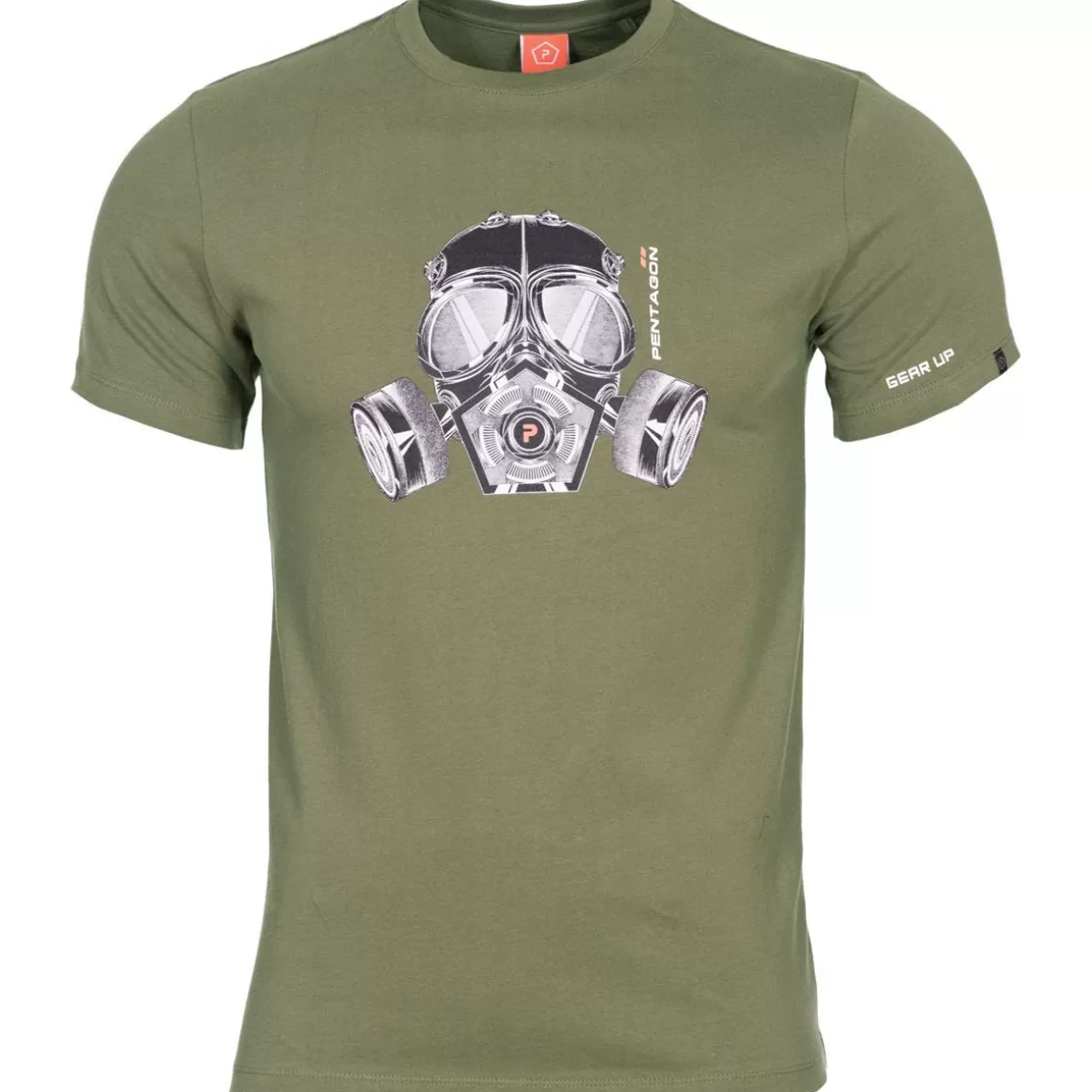 Pentagon T-Shirts & Vests> Ageron Gas Mask T-Shirt Olive