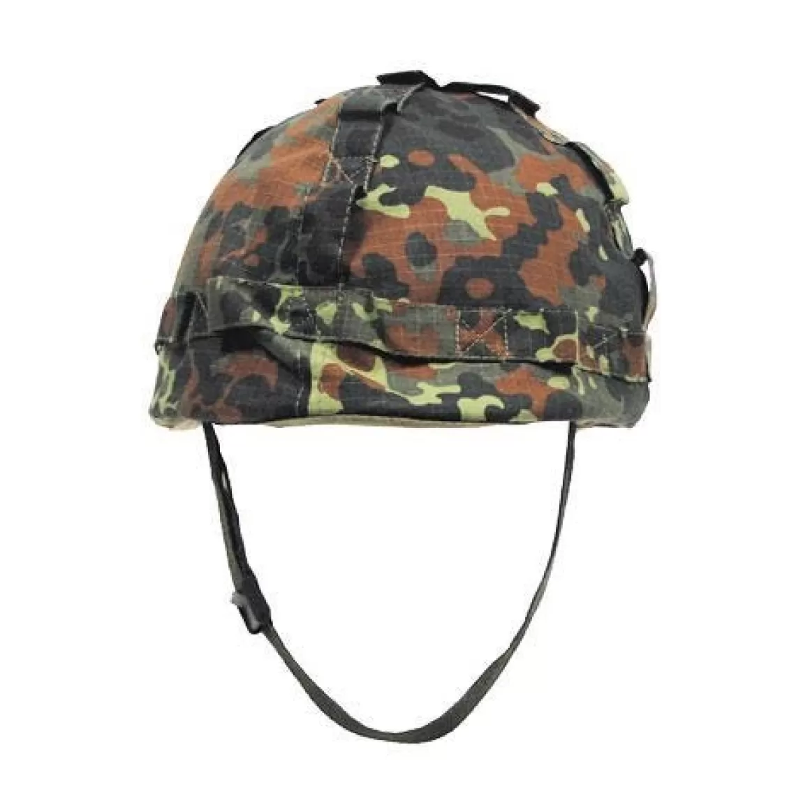 Mil-Tec Headwear>Plastic Helmet With Flecktarn Camo Cloth Cover