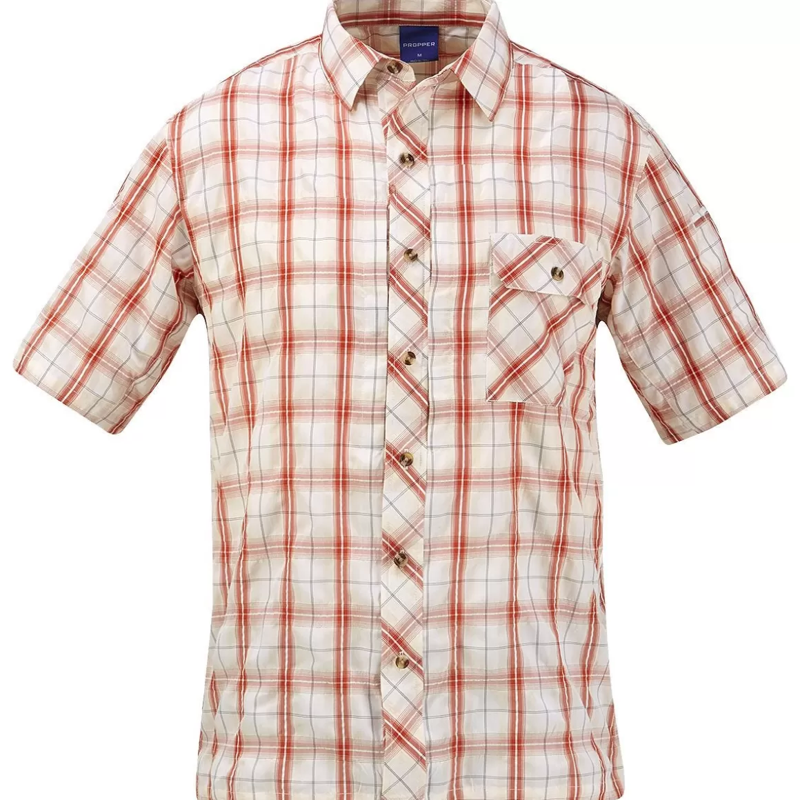 Flyye Industries Shirts>Propper Covert Button-Up Short Sleeve Shirt Brick Plaid