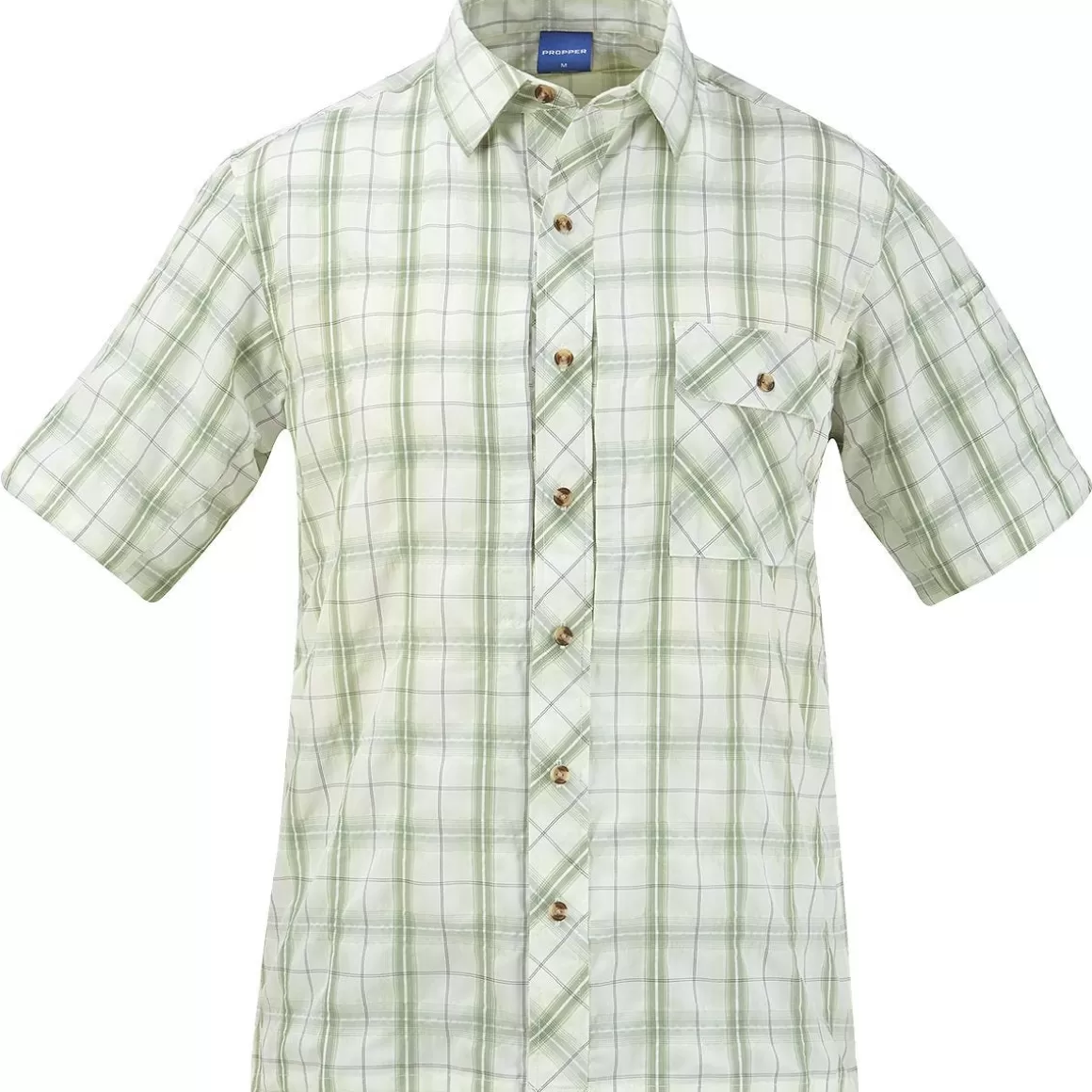 Flyye Industries Shirts>Propper Covert Button-Up Short Sleeve Shirt Sage Plaid