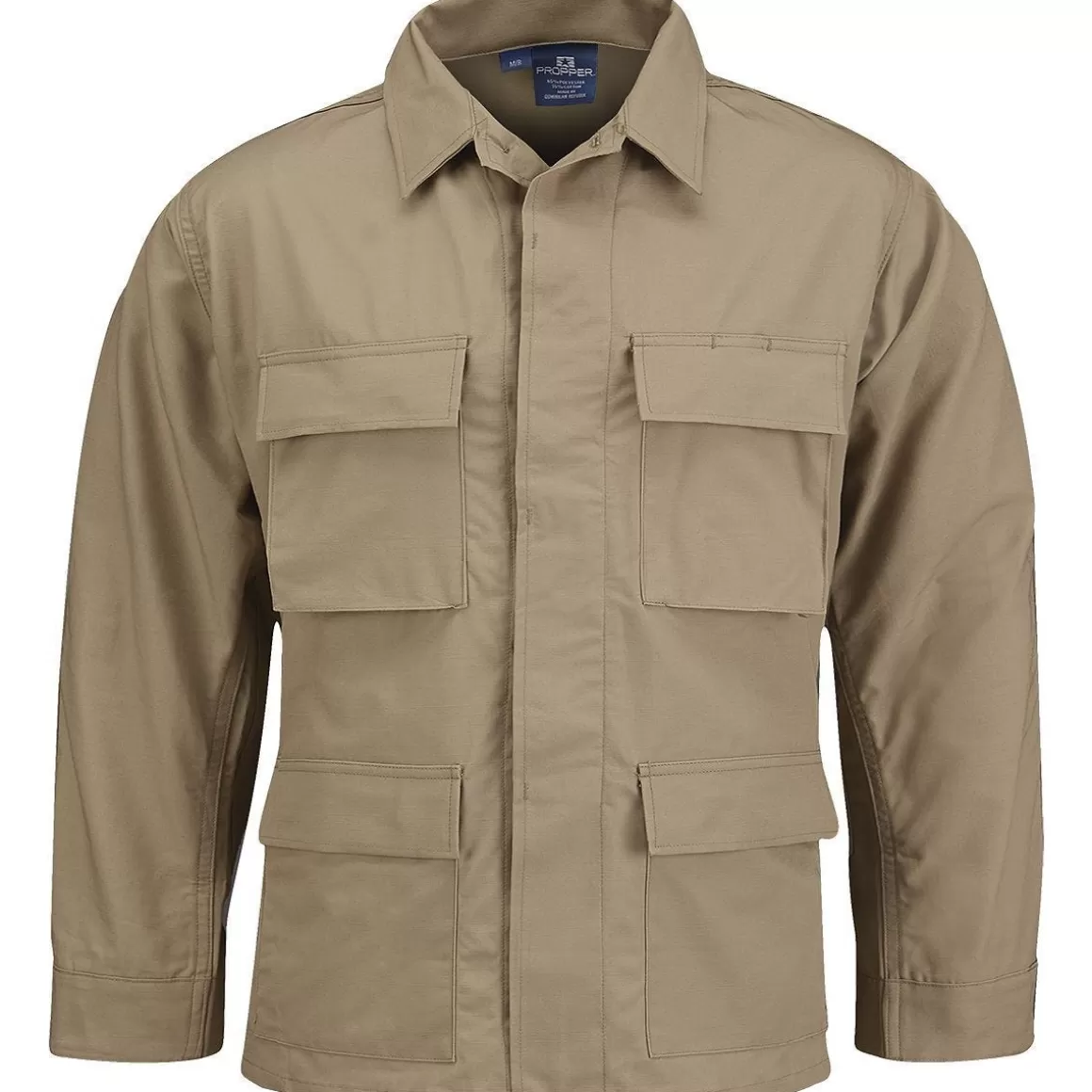 Brandit Combat Uniforms>Propper Uniform Bdu Coat Polycotton Ripstop Khaki