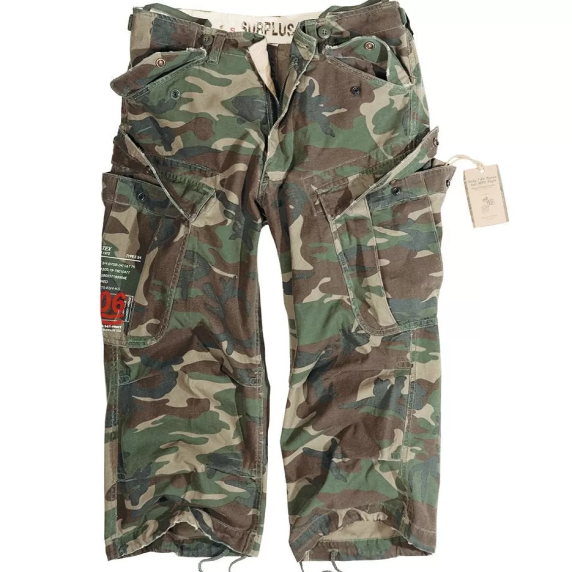 MFH Shorts>Surplus Engineer Vintage 3/4 Shorts Woodland