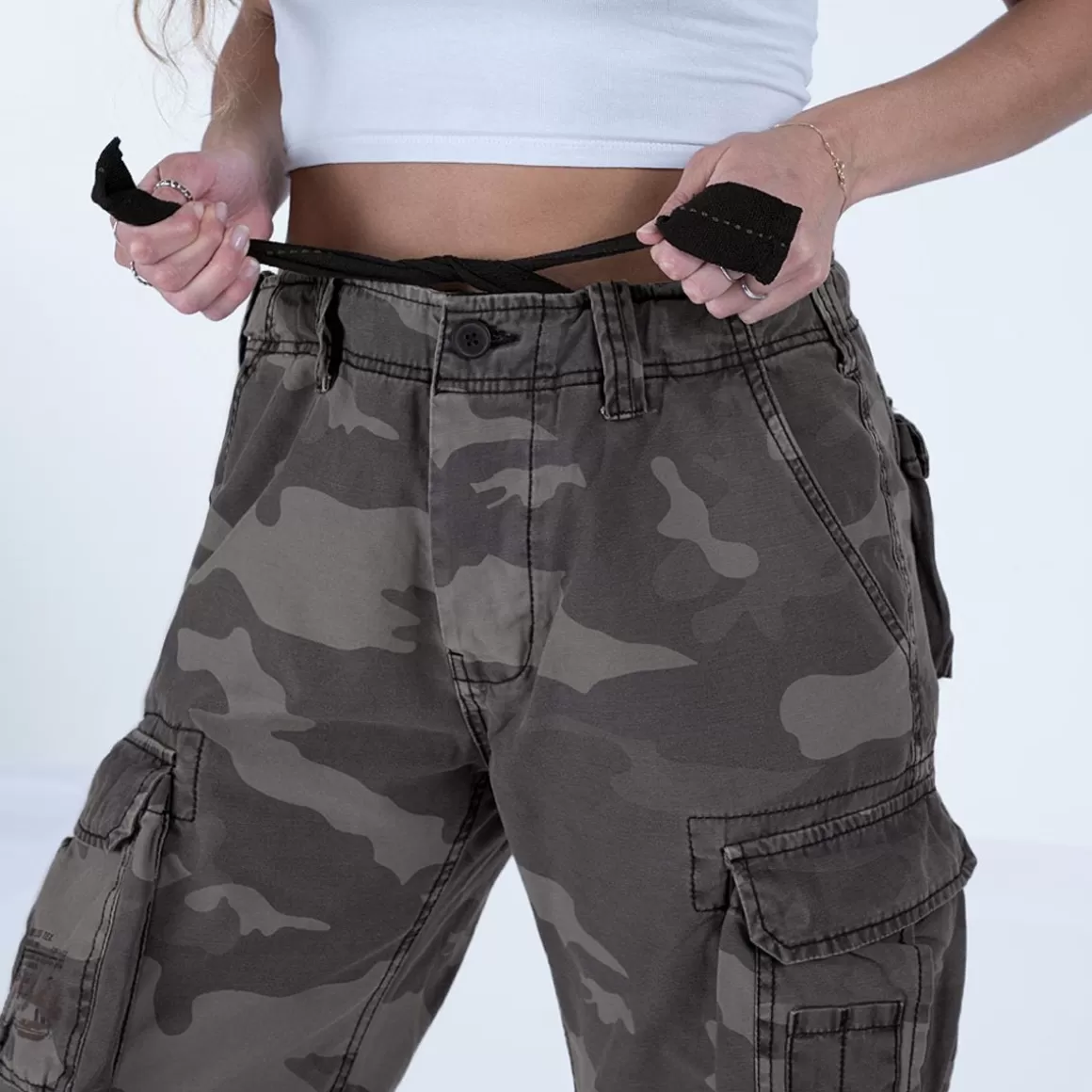 Helikon Shorts>Surplus Ladies Airborne Vintage Shorts Washed Black Camo