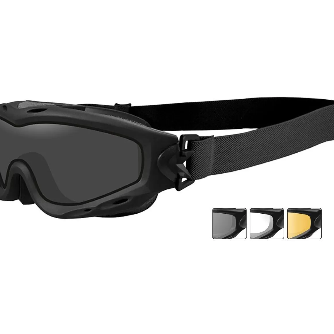 Wiley X Goggles> Spear Goggles - Dual Smoke Grey + Clear + Light Rust Lens / Matte Black Frame