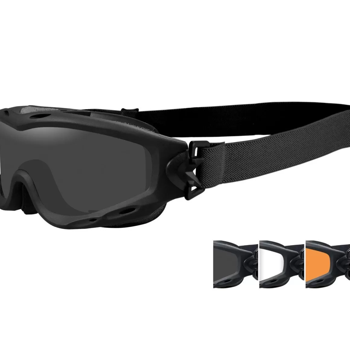 Wiley X Goggles> Spear Goggles - Smoke Grey + Clear + Light Rust Lens / Matte Black