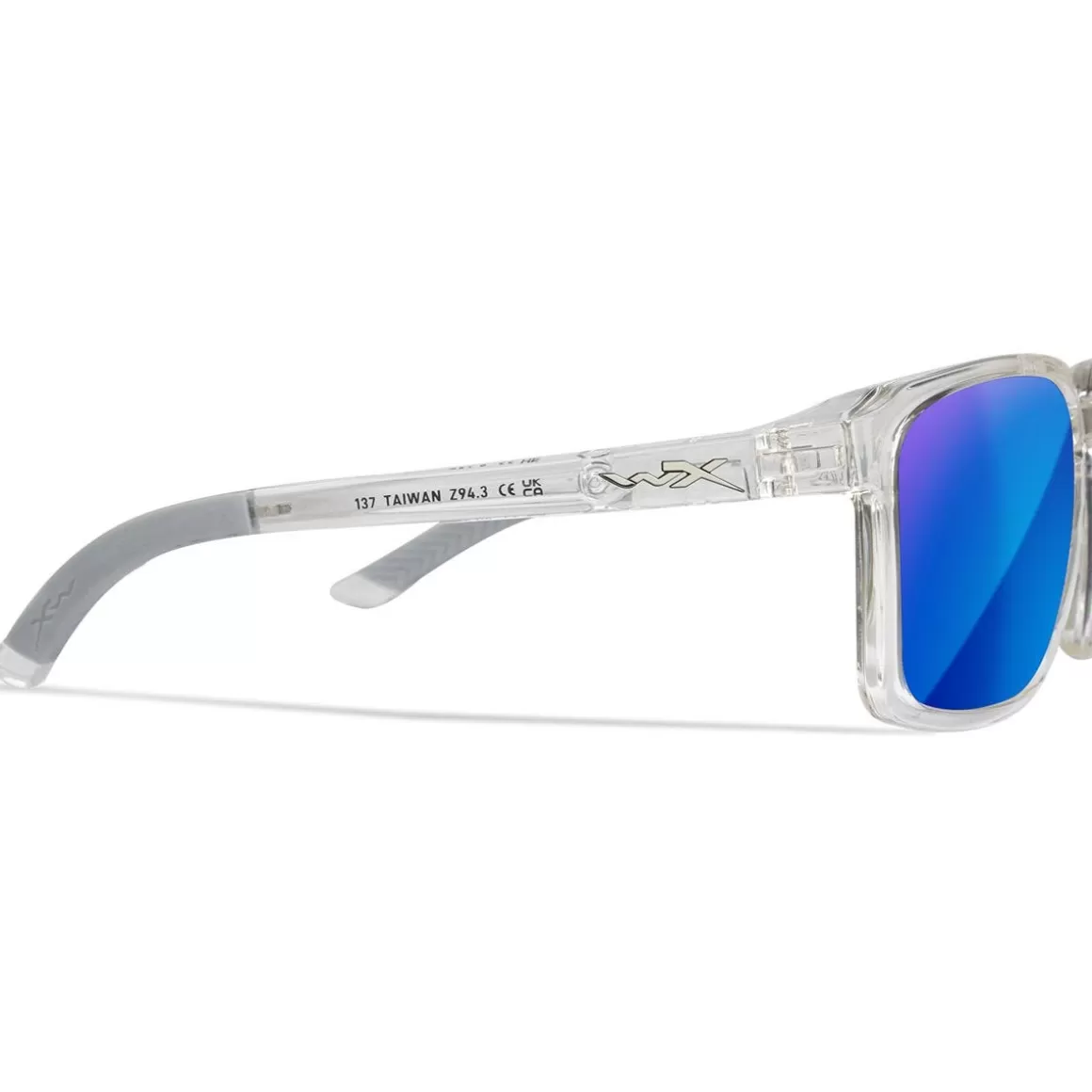 Wiley X Glasses> Wx Alfa Glasses - Captivate Polarized Blue Mirror Lenses / Gloss Clear Crystal Frame
