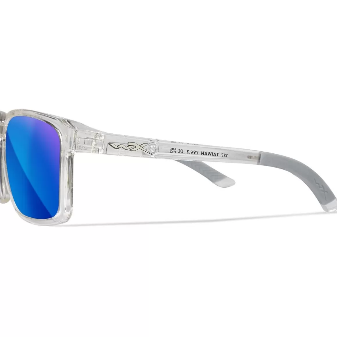 Wiley X Glasses> Wx Alfa Glasses - Captivate Polarized Blue Mirror Lenses / Gloss Clear Crystal Frame