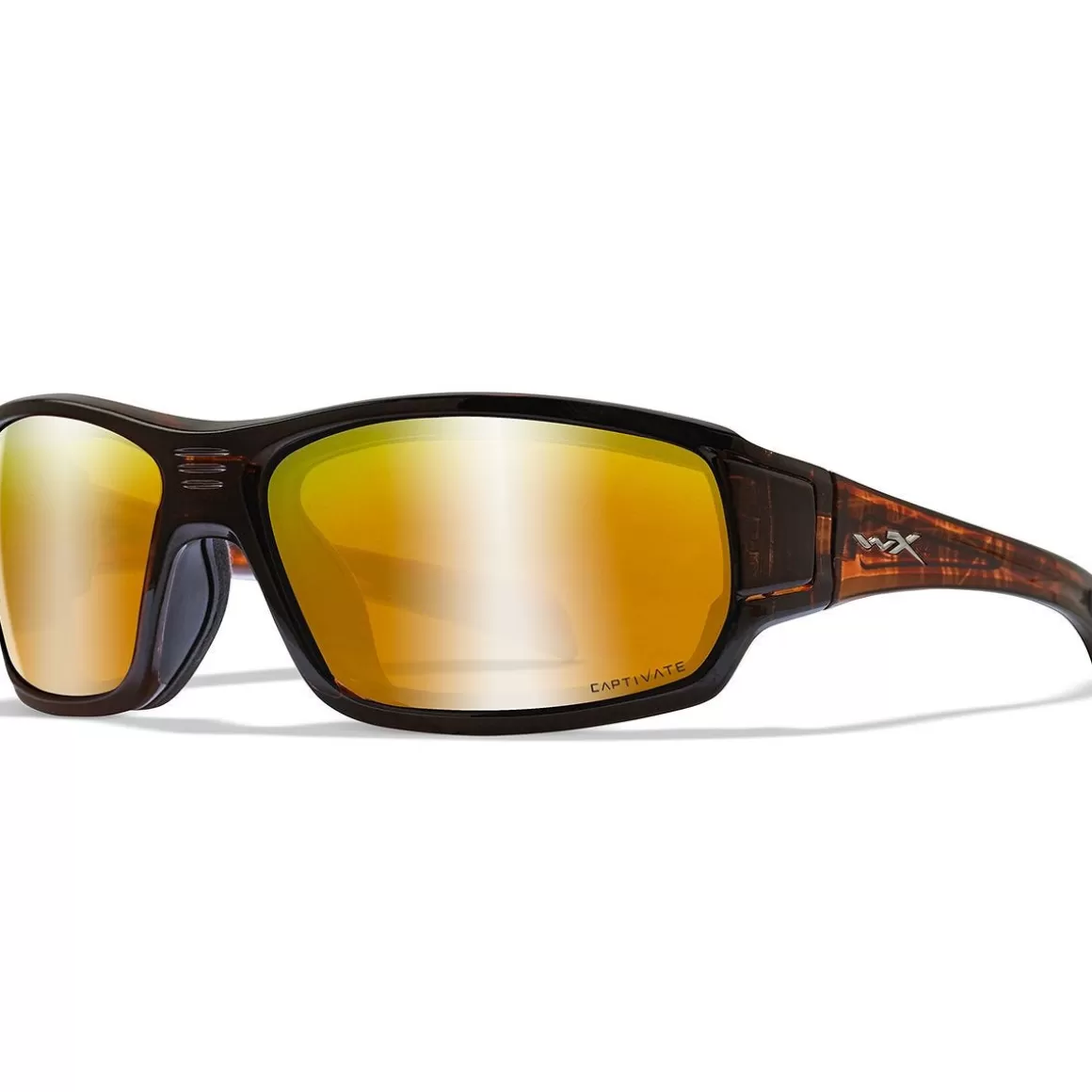 Wiley X Glasses> Wx Breach Glasses - Captivate Polarized Bronze Mirror Lens / Matte Hickory Brown Frame