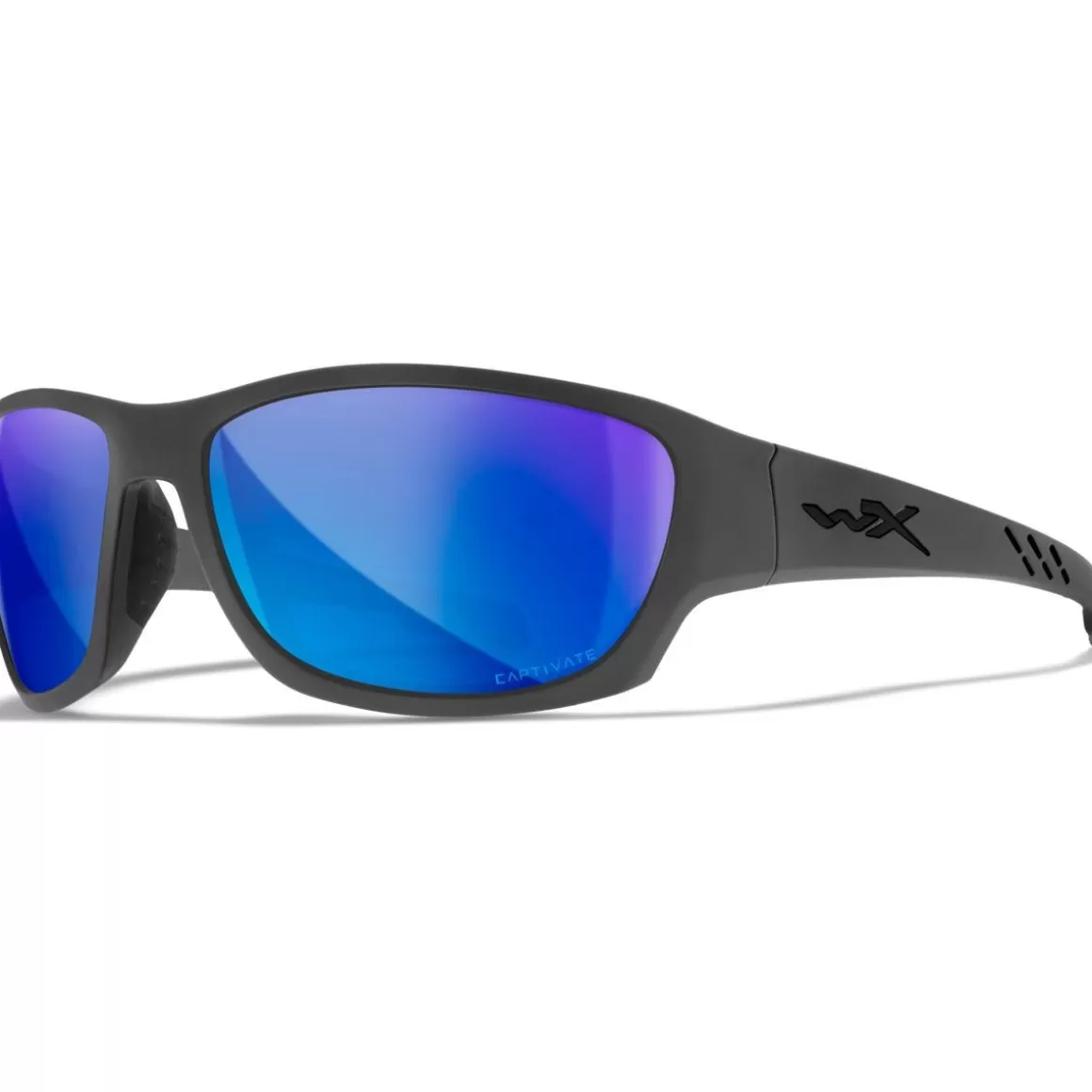 Wiley X Glasses> Wx Climb Glasses - Captivate Polarized Blue Mirror Lenses / Matte Grey Frame
