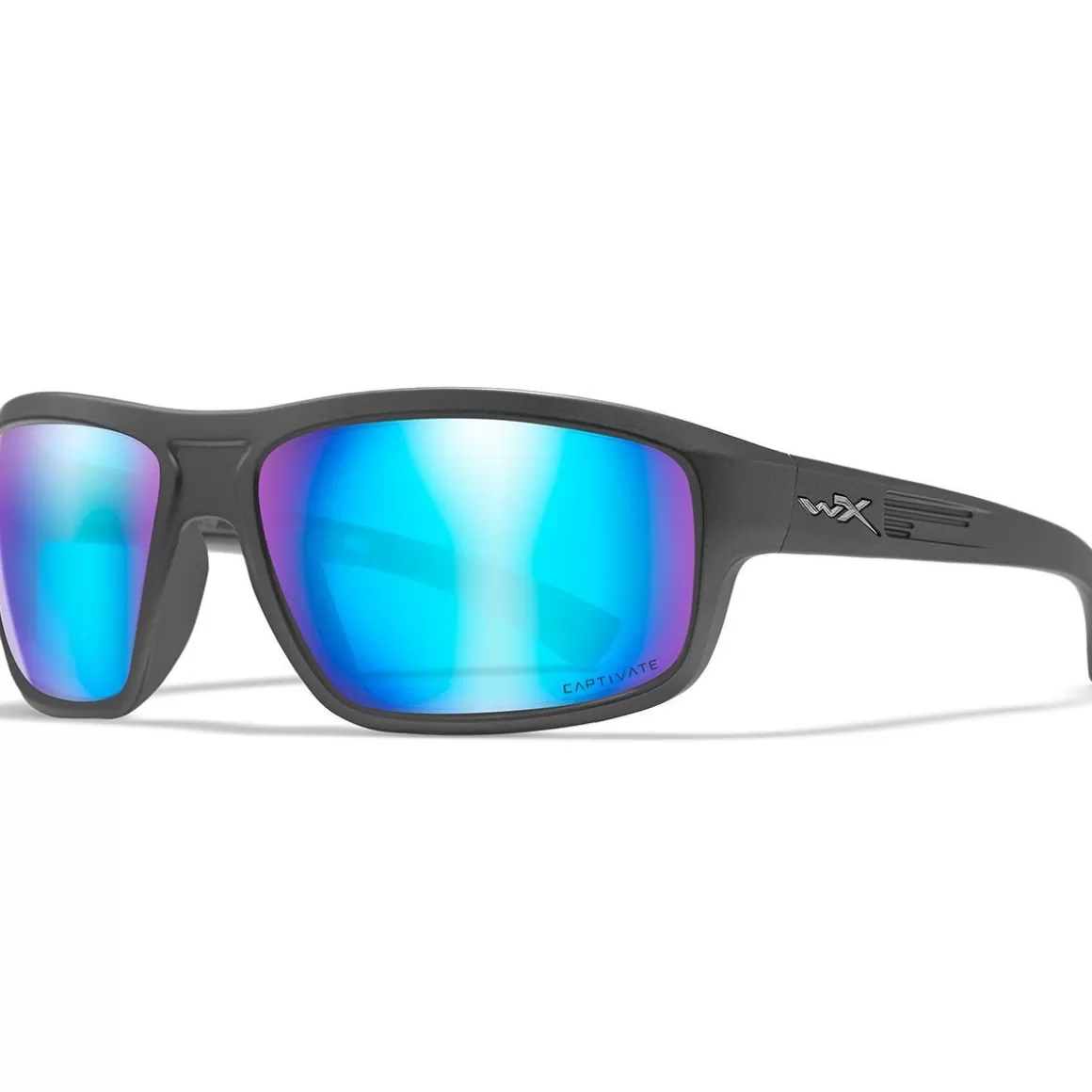 Wiley X Glasses> Wx Contend Glasses - Captivate Polarized Blue Mirror Lens / Matte Graphite Frame