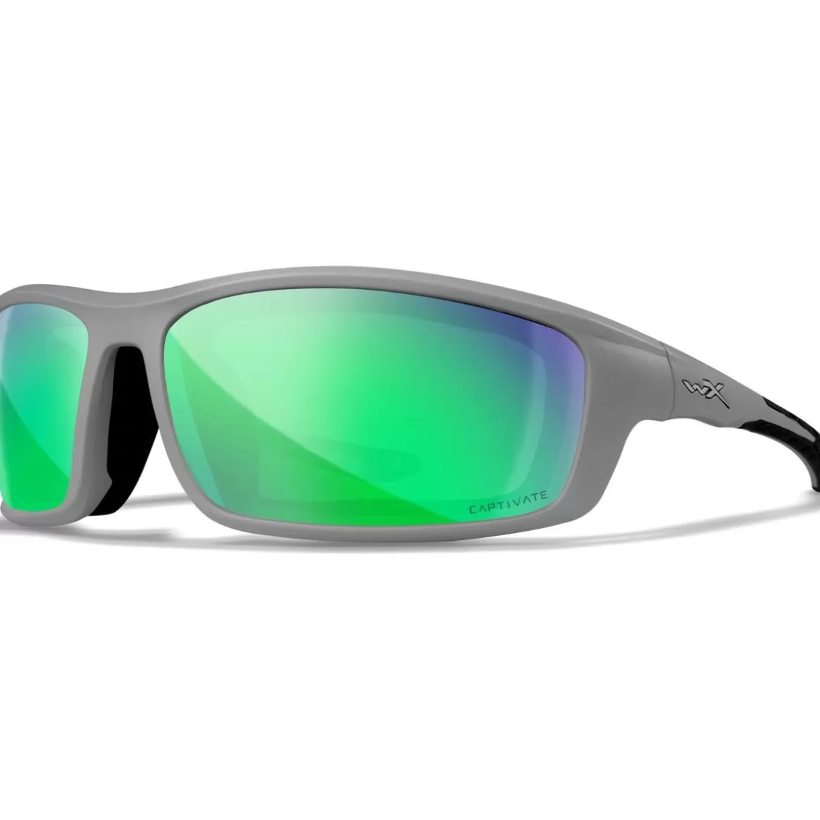 Wiley X Ballistic Glasses> Wx Grid Glasses - Captivate Polarized Green Mirror Lenses / Matte Cool Grey Frame