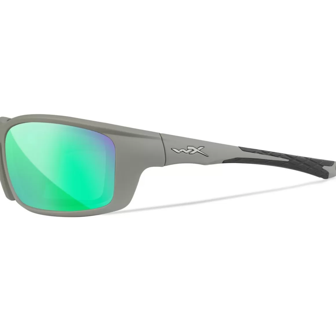 Wiley X Ballistic Glasses> Wx Grid Glasses - Captivate Polarized Green Mirror Lenses / Matte Cool Grey Frame