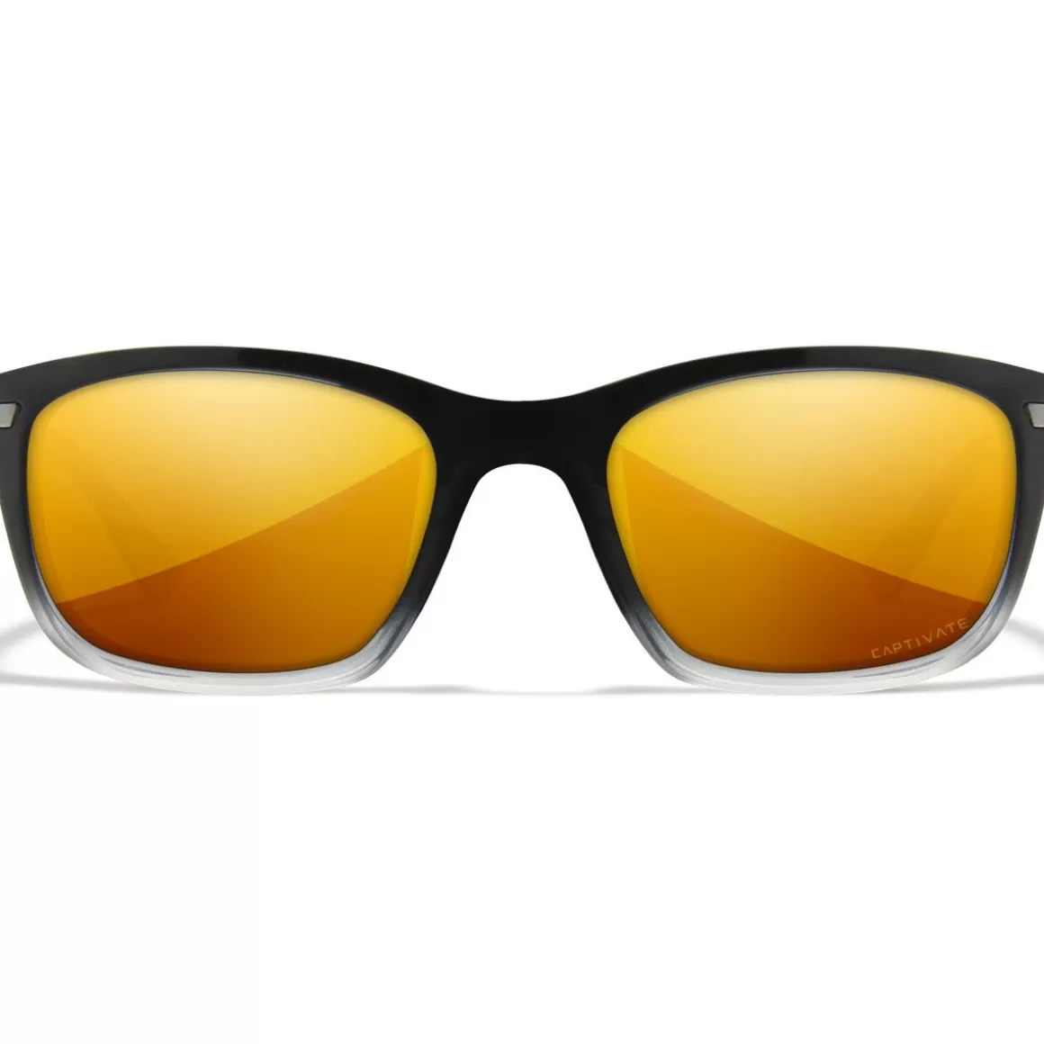 Wiley X Glasses> Wx Helix Glasses - Captivate Polarized Bronze Mirror Lenses / Gloss Black Fade To Clear Crystal
