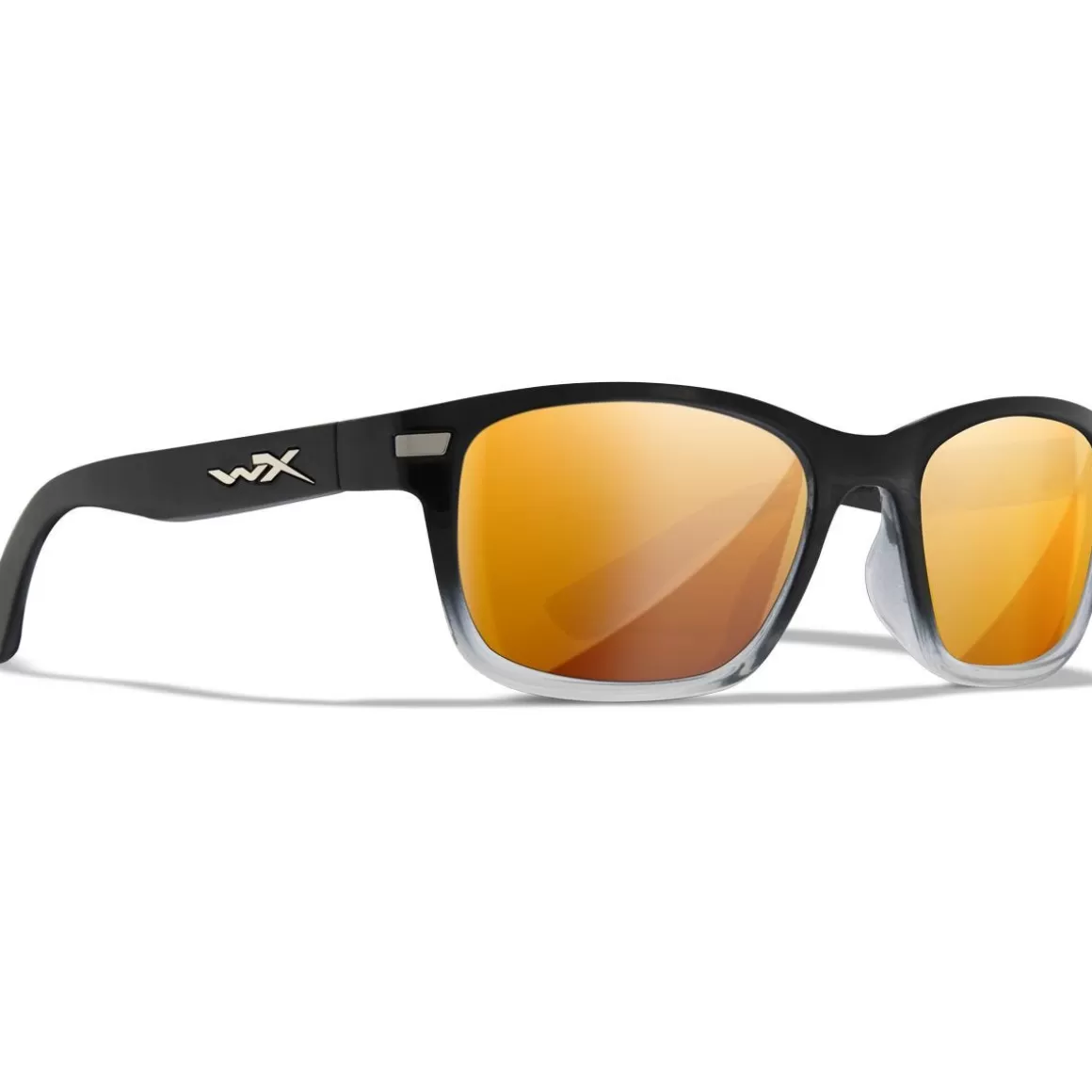 Wiley X Glasses> Wx Helix Glasses - Captivate Polarized Bronze Mirror Lenses / Gloss Black Fade To Clear Crystal