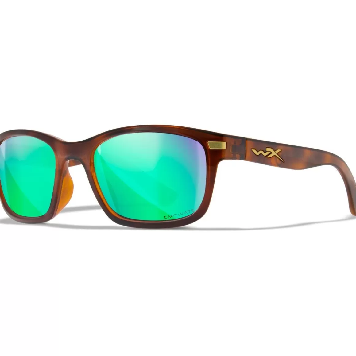 Wiley X Glasses> Wx Helix Glasses - Captivate Polarized Green Mirror Lenses / Gloss Demi Brown Frame
