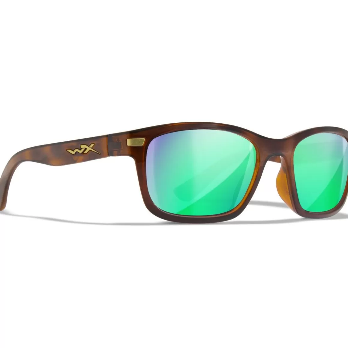 Wiley X Glasses> Wx Helix Glasses - Captivate Polarized Green Mirror Lenses / Gloss Demi Brown Frame