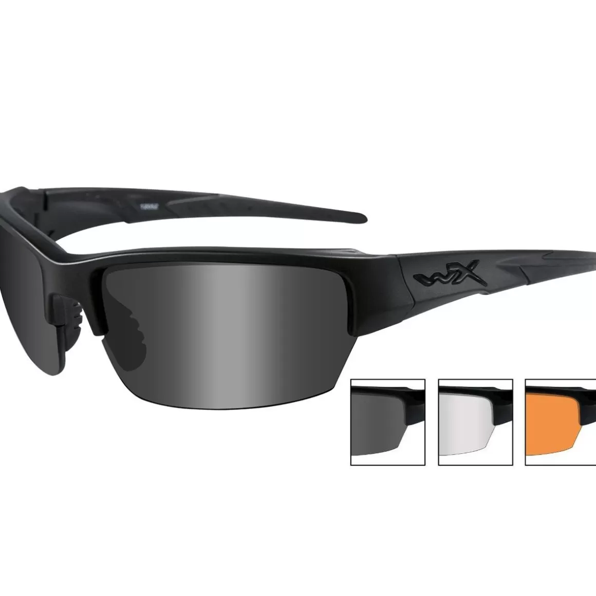 Wiley X Ballistic Glasses> Wx Saint Glasses - Smoke + Clear + Light Rust Lens / Matte Black Frame