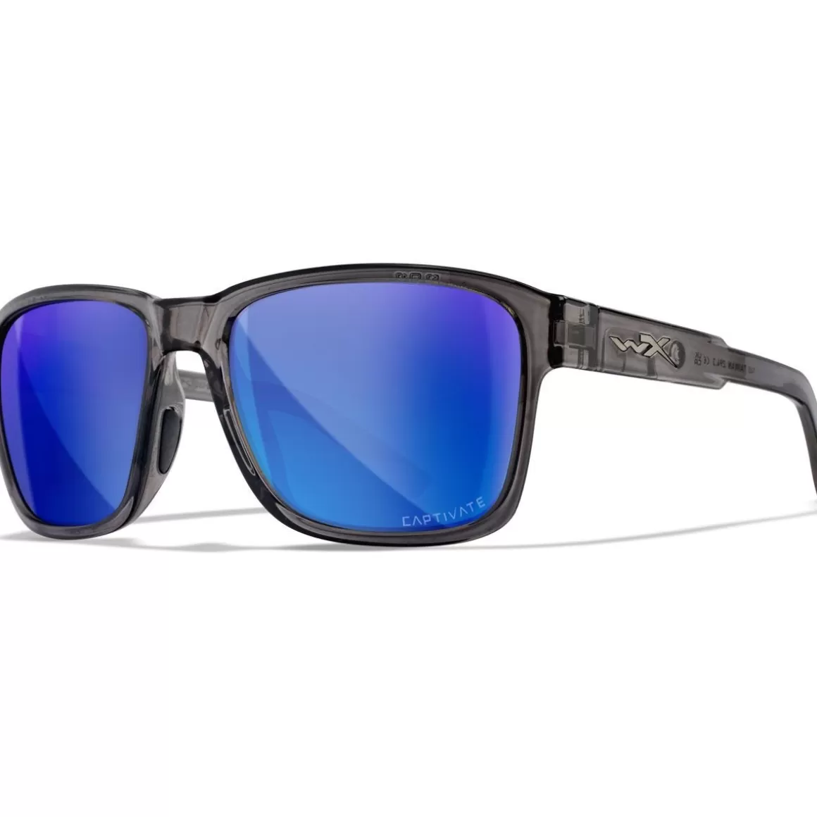 Wiley X Glasses> Wx Trek Glasses - Captivate Polarized Blue Mirror Lenses / Gloss Crystal Dark Grey Frame