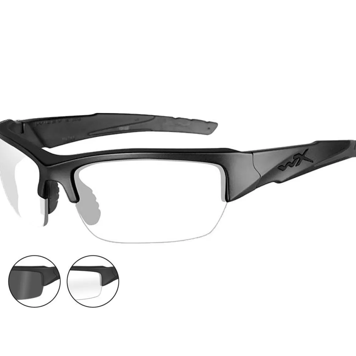 Wiley X Ballistic Glasses> Wx Valor Glasses - Smoke Grey + Clear Lens / Matte Black Frame