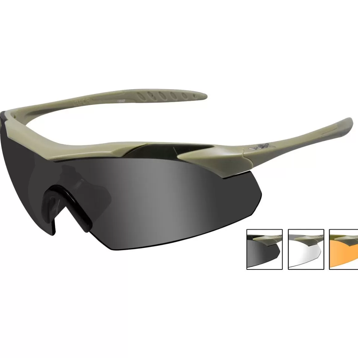 Wiley X Ballistic Glasses> Wx Vapor Glasses - Smoke + Clear + Light Rust Lens / Matte Tan Frame