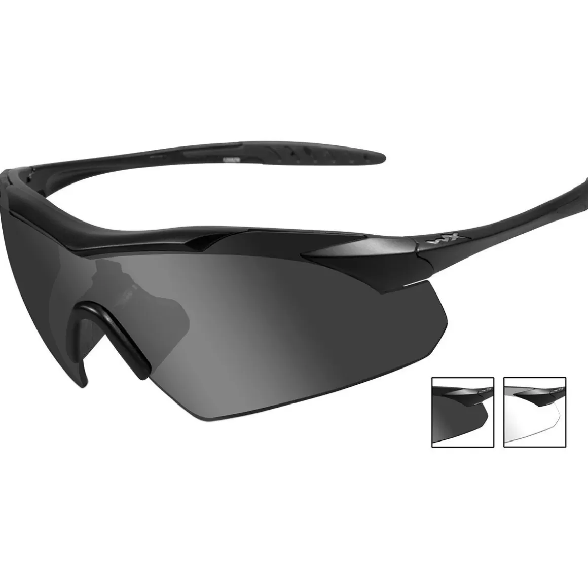 Wiley X Glasses> Wx Vapor Glasses - Smoke Grey + Clear Lens / Matte Black Frame