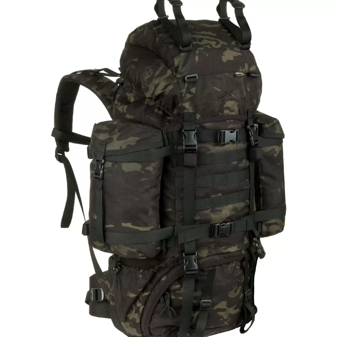 Wisport Bergens & Patrol Packs> Reindeer 75L Rucksack Multicam Black