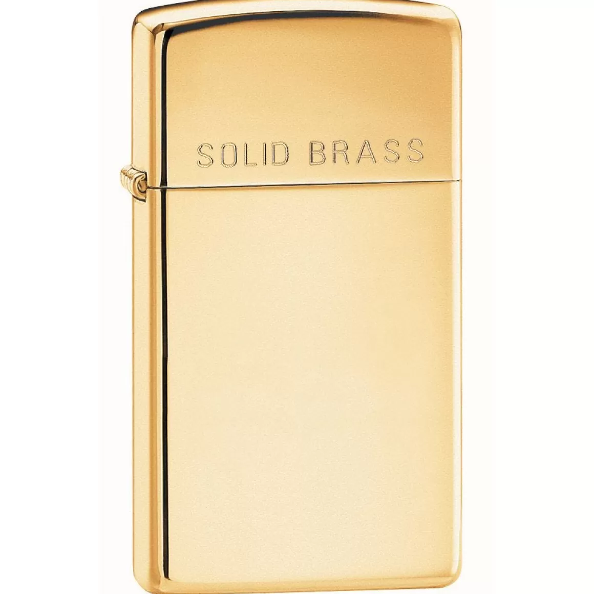 Zippo Fire Starters & Lighters> Slim High Polish Brass Engraved Lighter